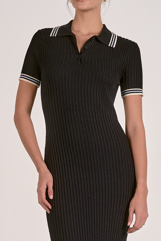 Elan Ribbed Collar Maxi Dress