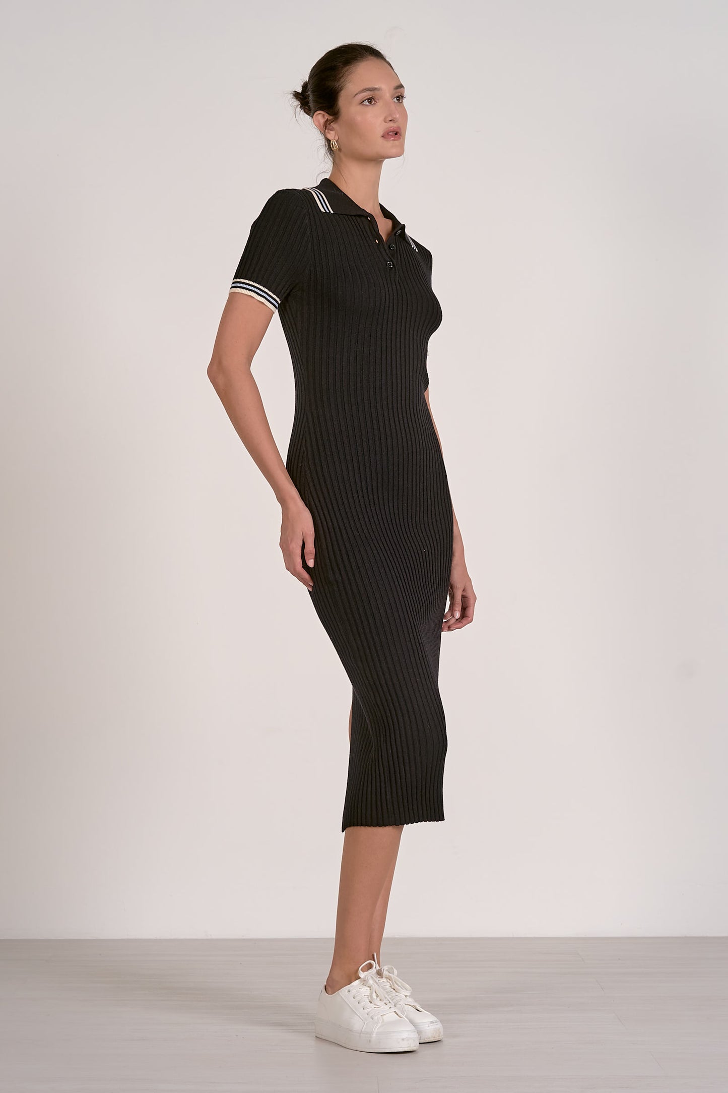 Elan Ribbed Collar Maxi Dress