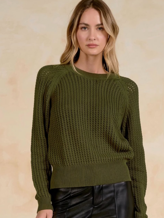 Elan Olive Knit Sweater