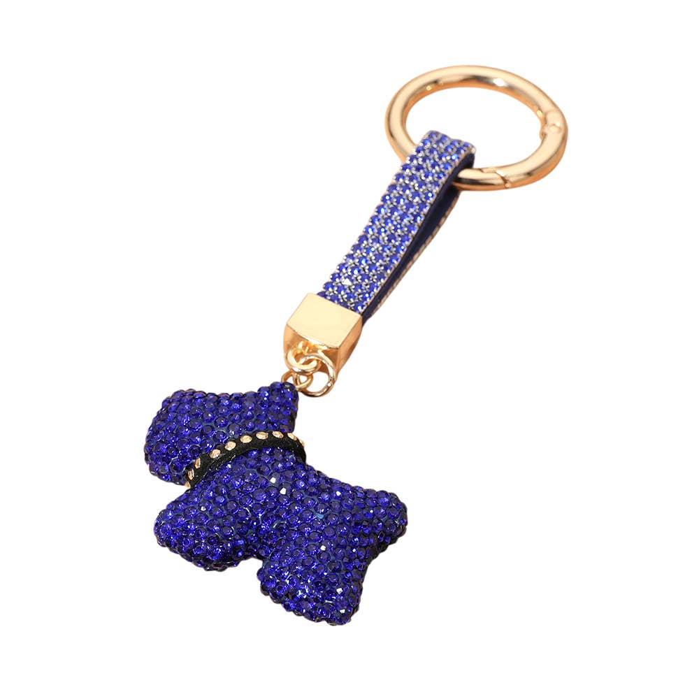 Bling Studded Dog Dangle Keychain / Bag Charm
