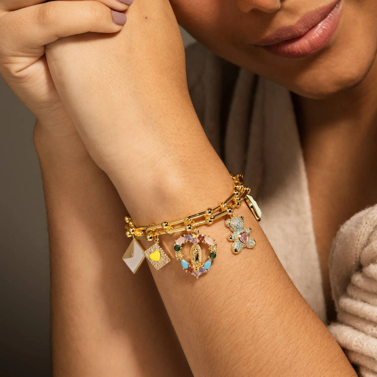Multi Colored Medallion Charm Bracelet