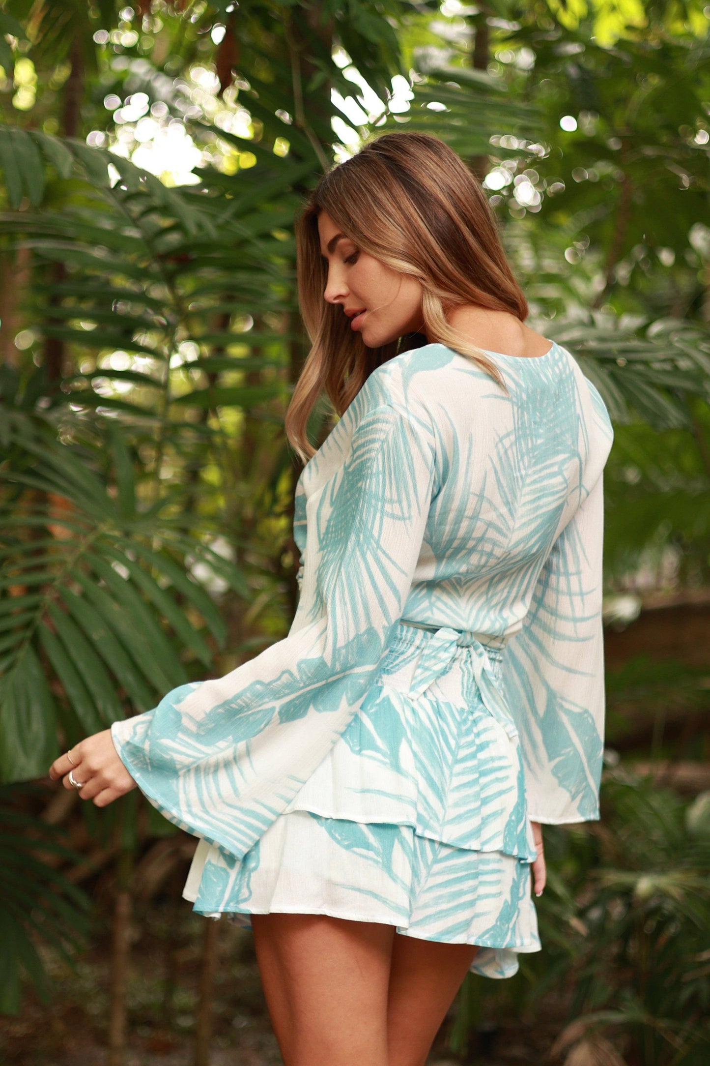 Santorini Blue Printed Tie Cover Up