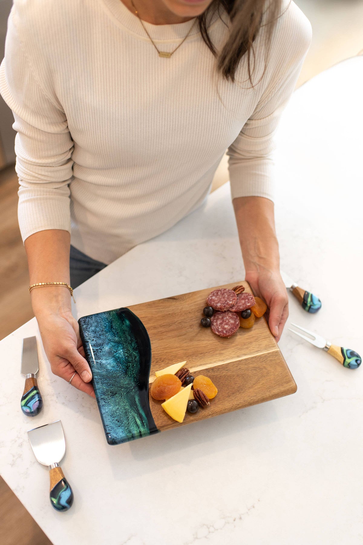 Lynn & Liana Wood Resin Date Night Charcuterie Board