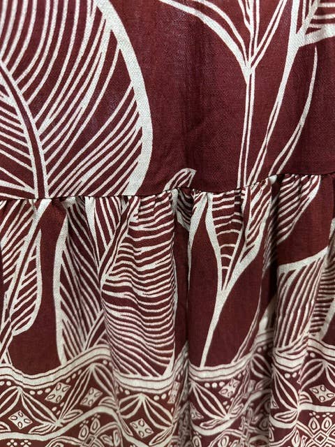 Meet Me In Santorini Rust Leaf Code Maxi Dress