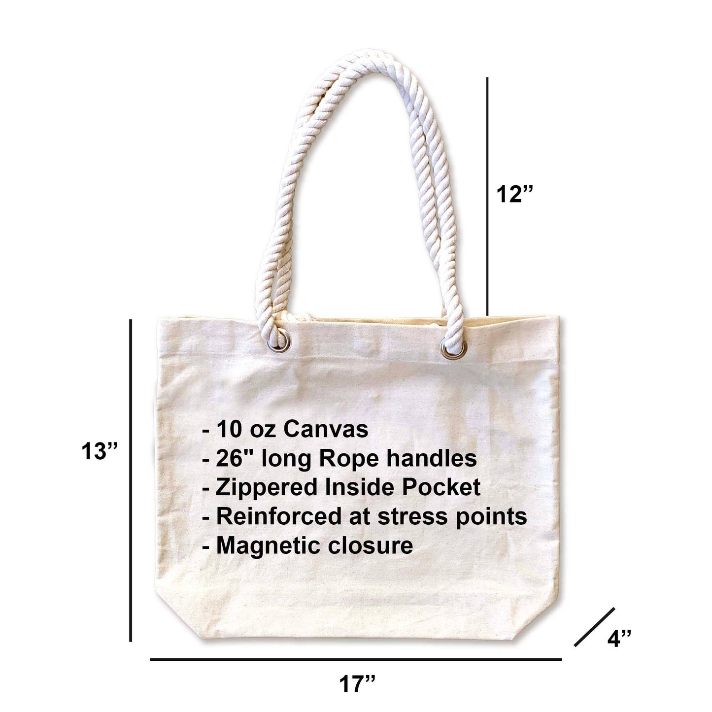 Custom Beach Tote Bag with Rope Handles ­ Personalized