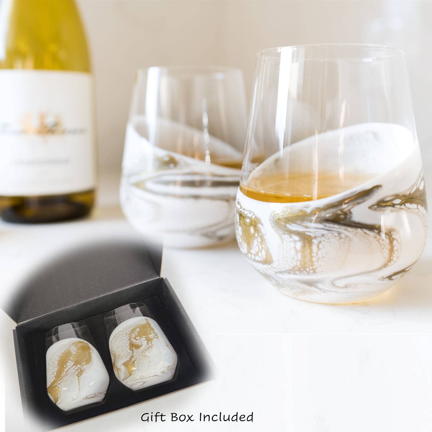 Lynn & Liana Designs Resin Accented Wine Glass Set
