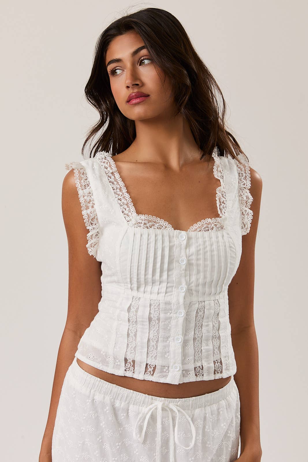 Le Lis Sleeveless Square Neck Ruffle Top