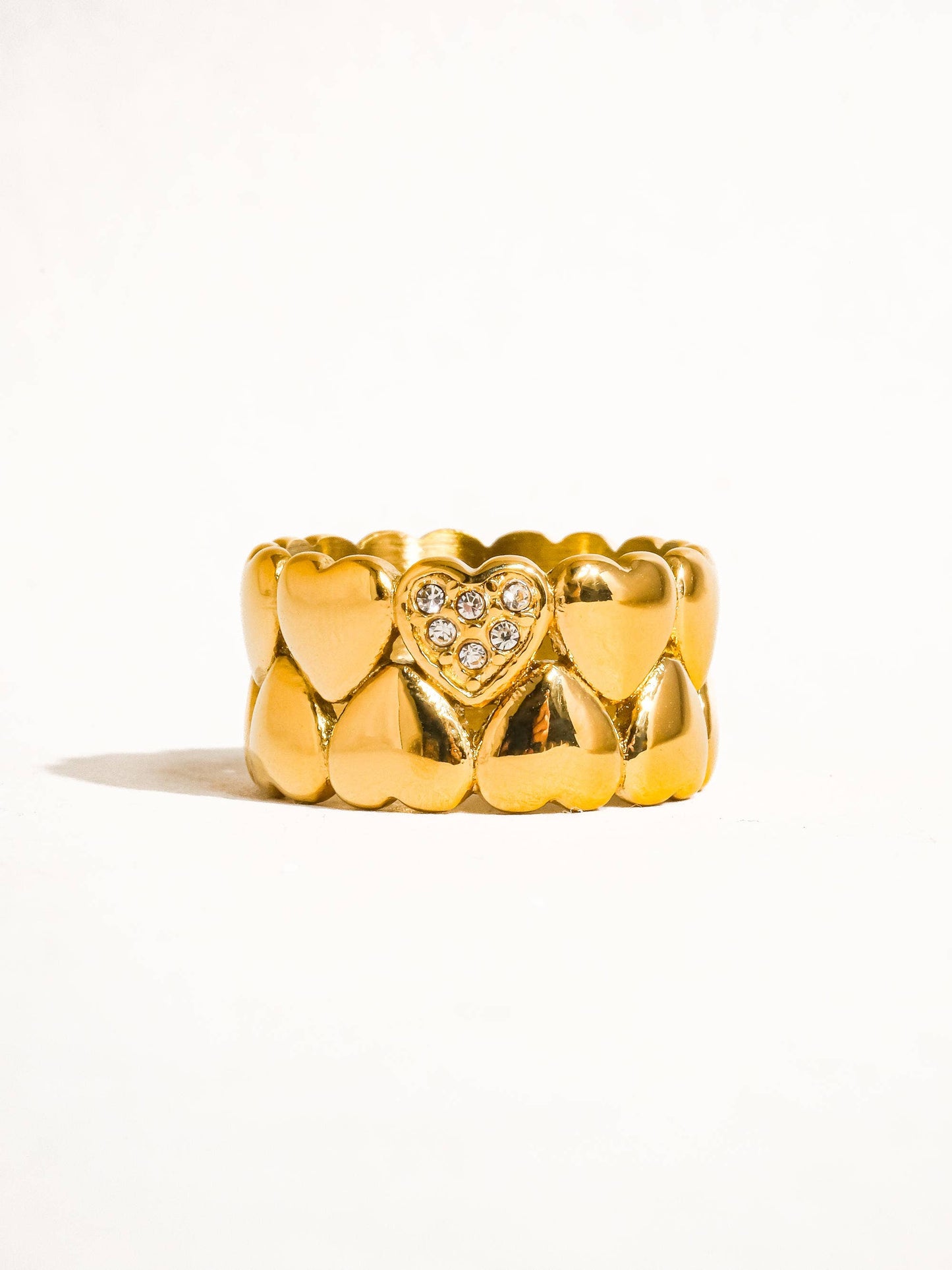 Wayn 18K Gold Non-Tarnish Petite Hearts Ring