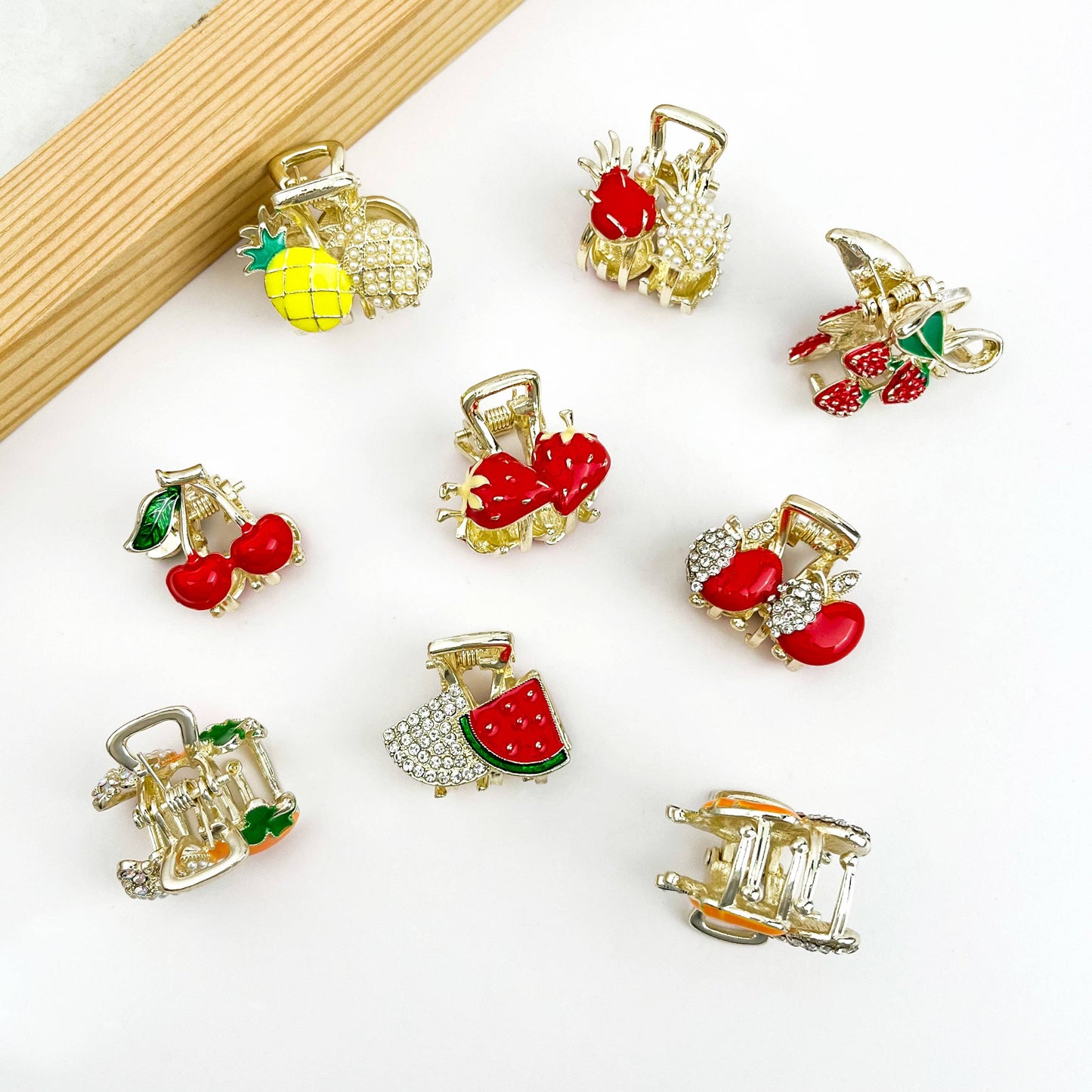 L'Atelier Collection Mini Rhinestone Fruit Clip