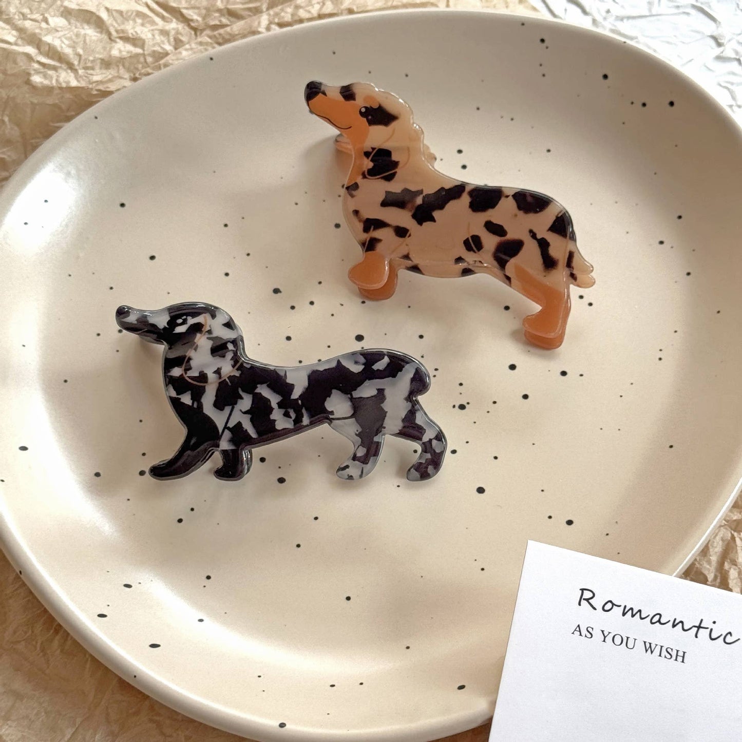 Cartoon Dachshund Shepherd Puppy Hair Claw Clip