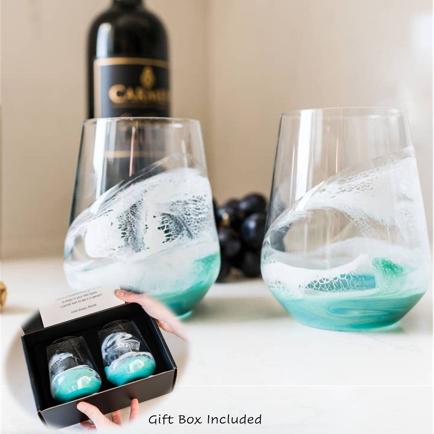 Lynn & Liana Designs Resin Accented Wine Glass Set