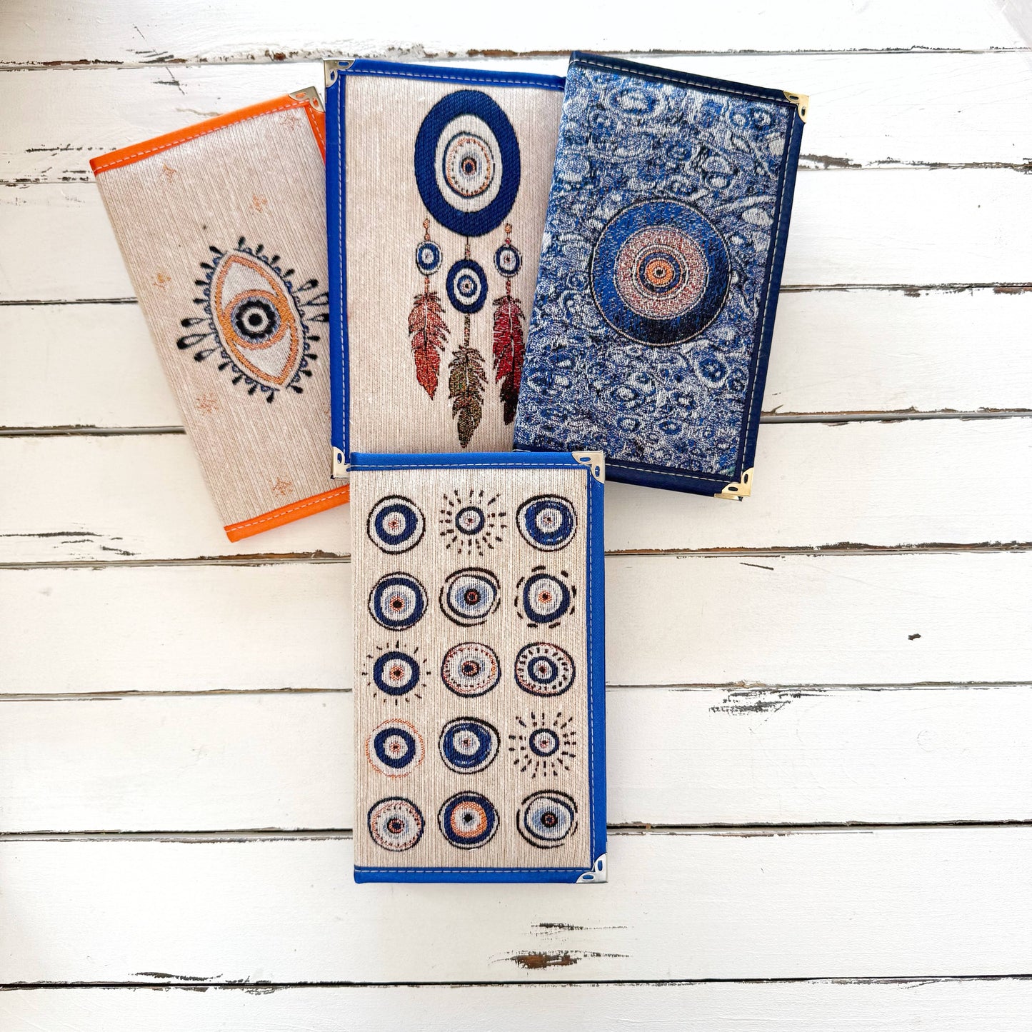 Evil Eye Notebook - Woven Fabric Journal, Boho