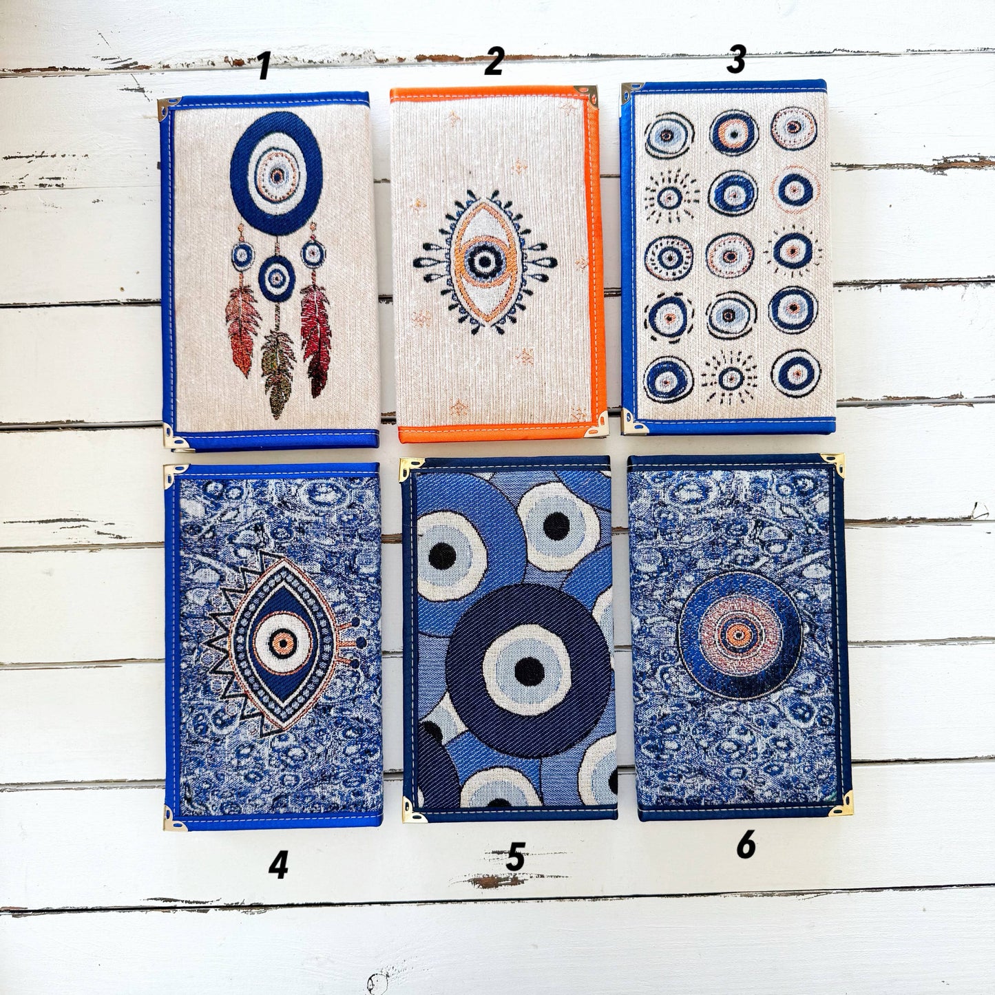 Evil Eye Notebook - Woven Fabric Journal, Boho