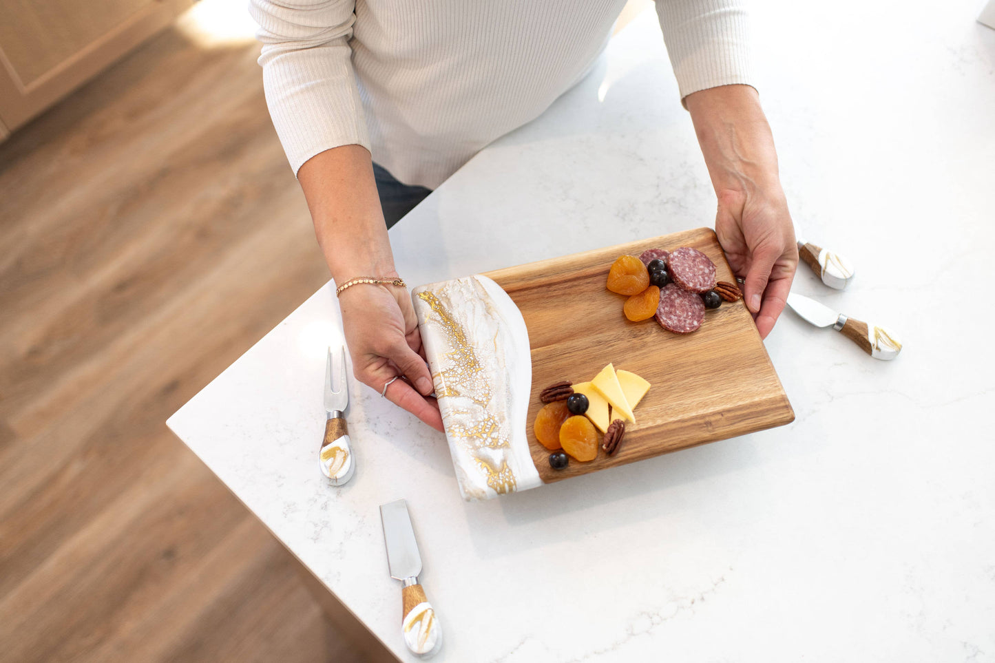 Lynn & Liana Wood Resin Date Night Charcuterie Board