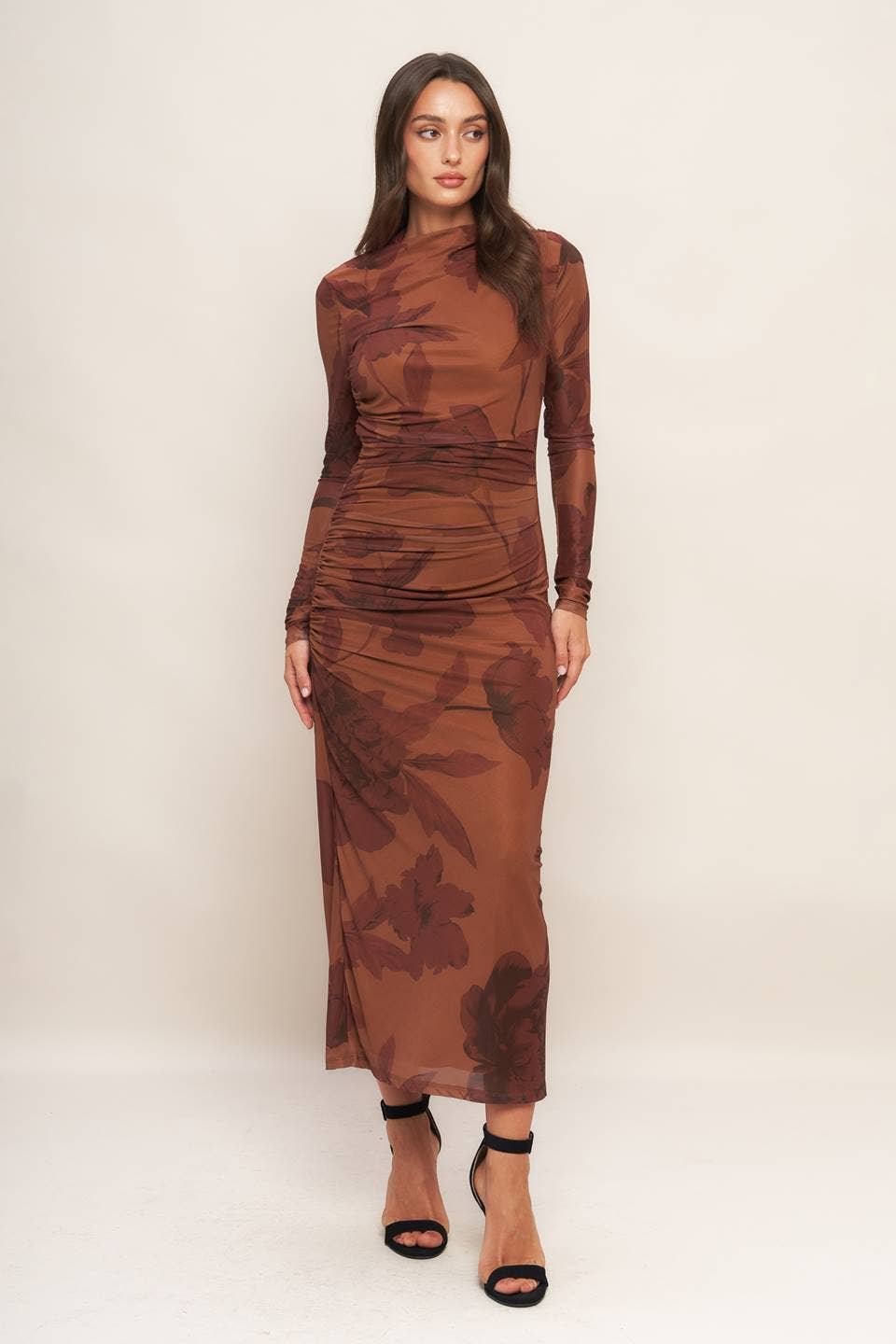 Flying Tomato Floral Mesh Midi Dress