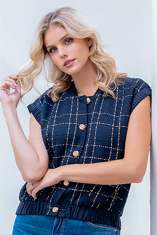 SJ94057T-SHORT SLEEVE BUTTON DOWN VEST
