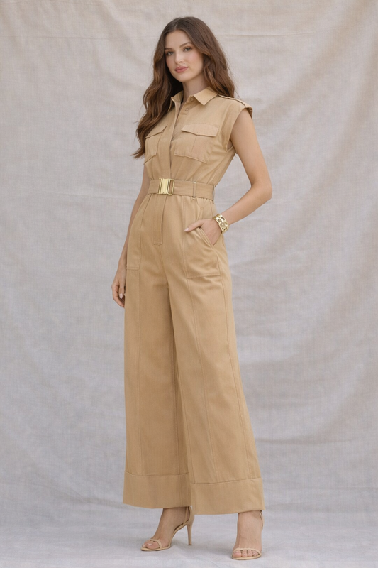Structured Utility Belted Jumpsuit