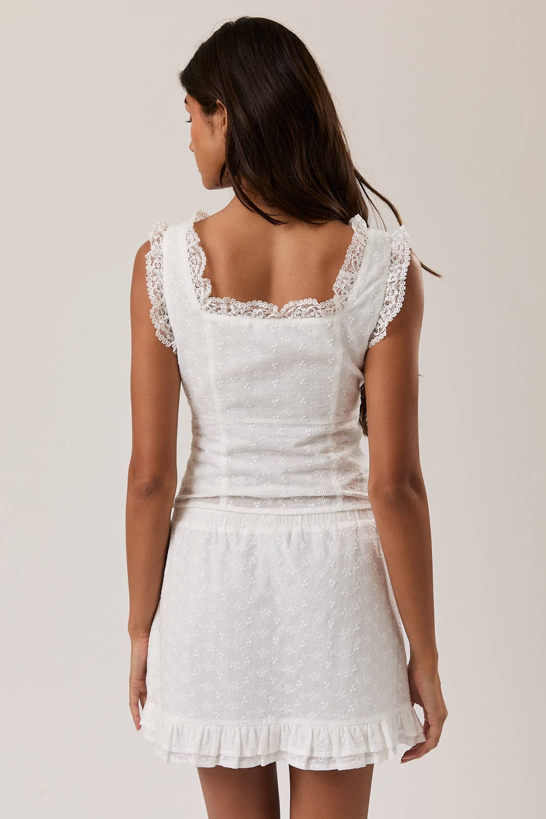 Le Lis Sleeveless Square Neck Ruffle Top