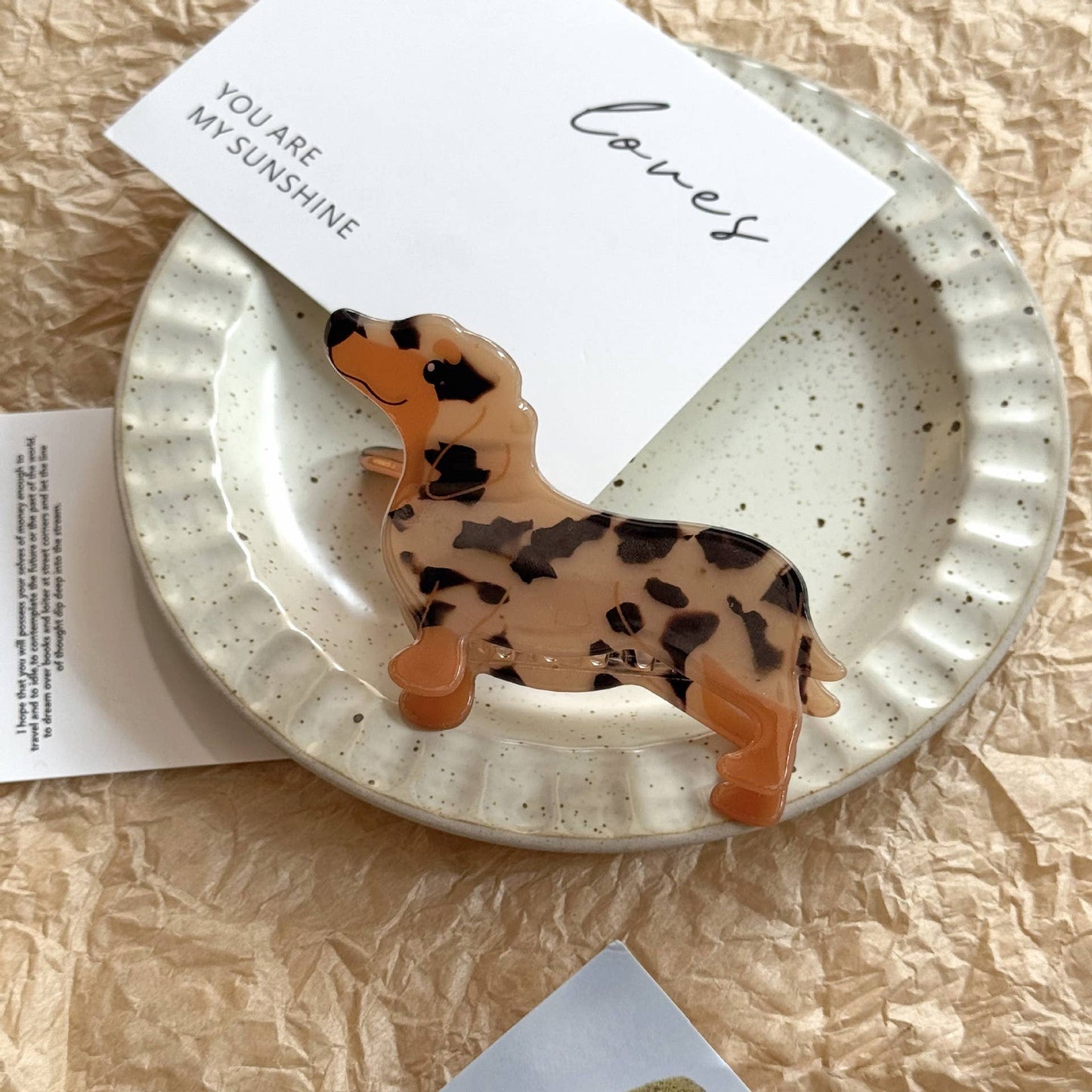 Cartoon Dachshund Shepherd Puppy Hair Claw Clip