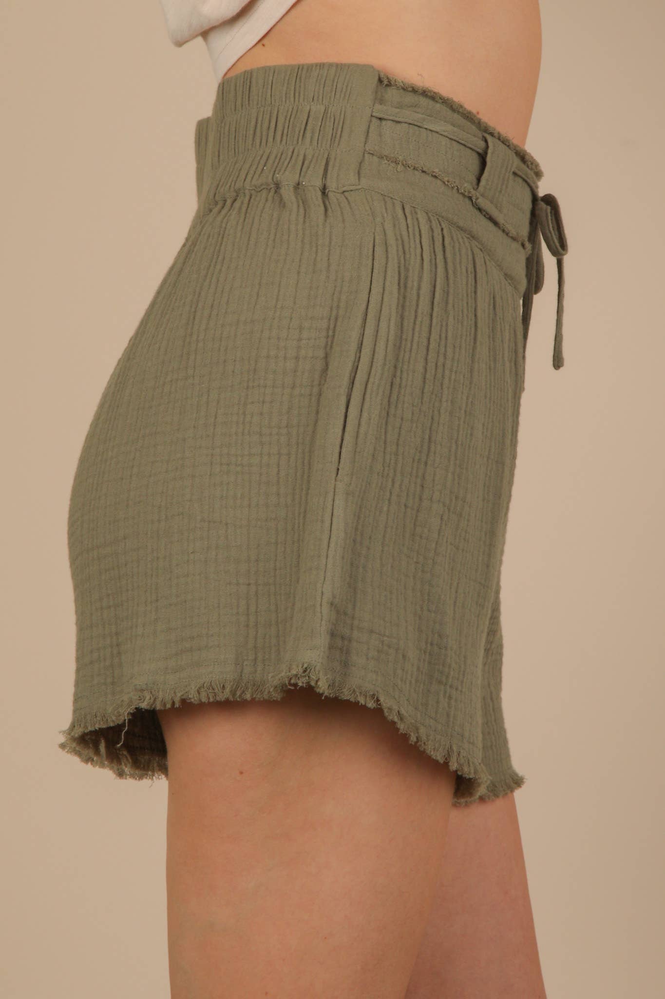 Cotton Gauze Shorts W/ Front Tie