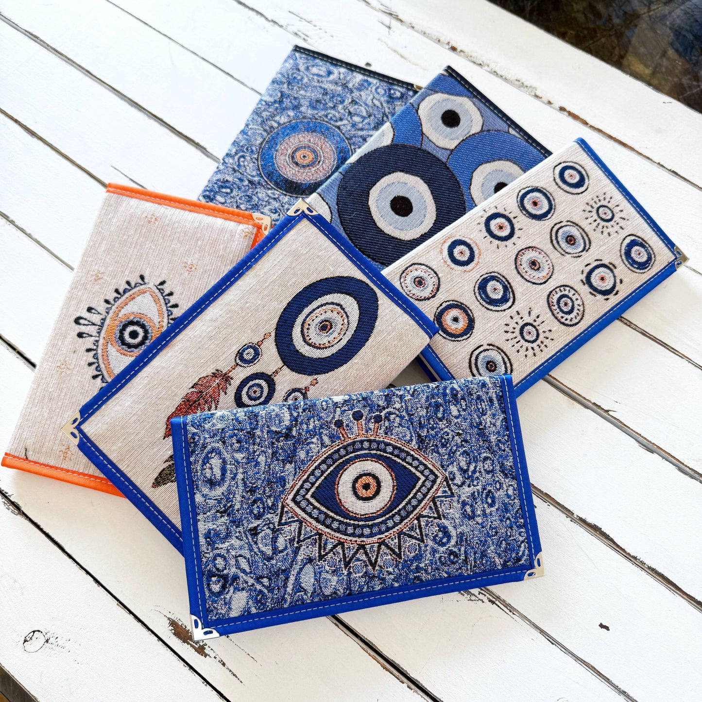 Evil Eye Notebook - Woven Fabric Journal, Boho