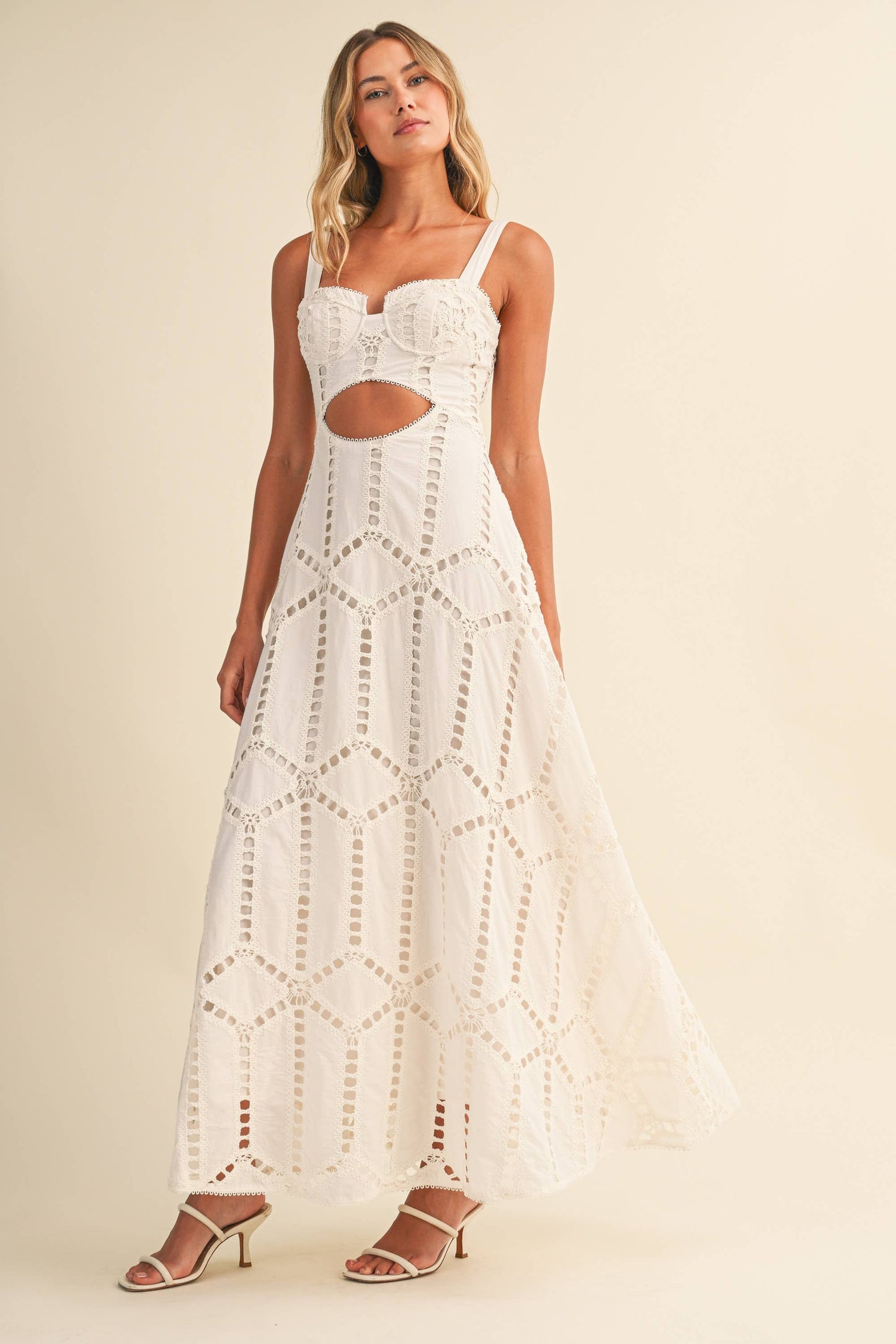 Klesis Eyelet Cutout Bustier Long Dress