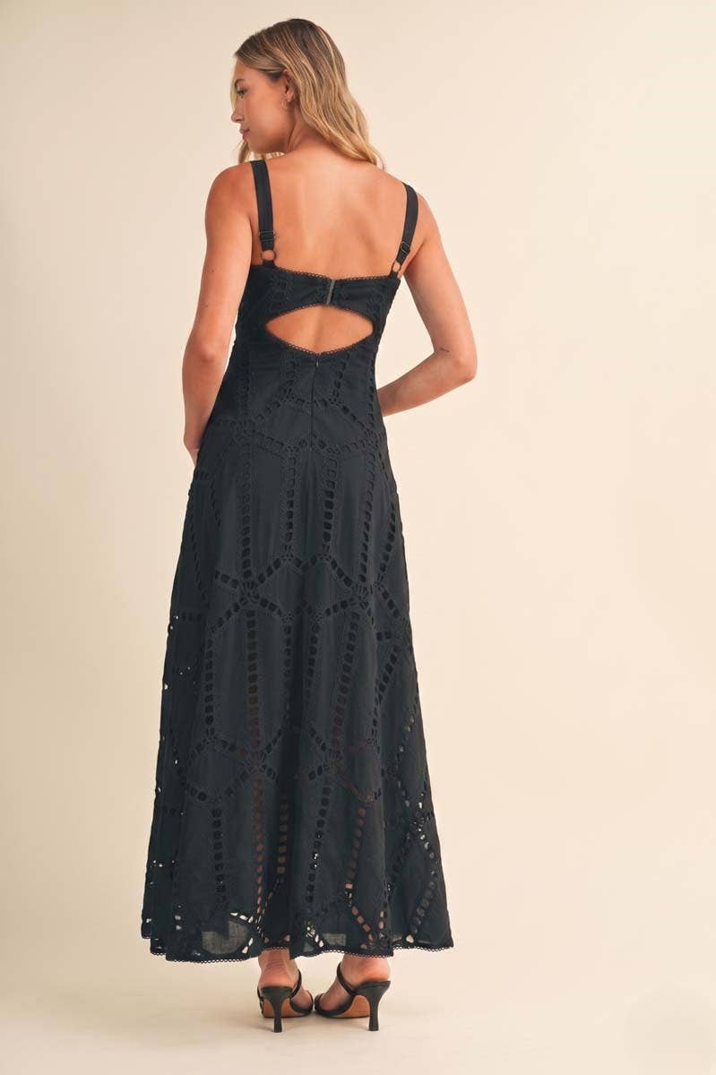 Klesis Eyelet Cutout Bustier Long Dress