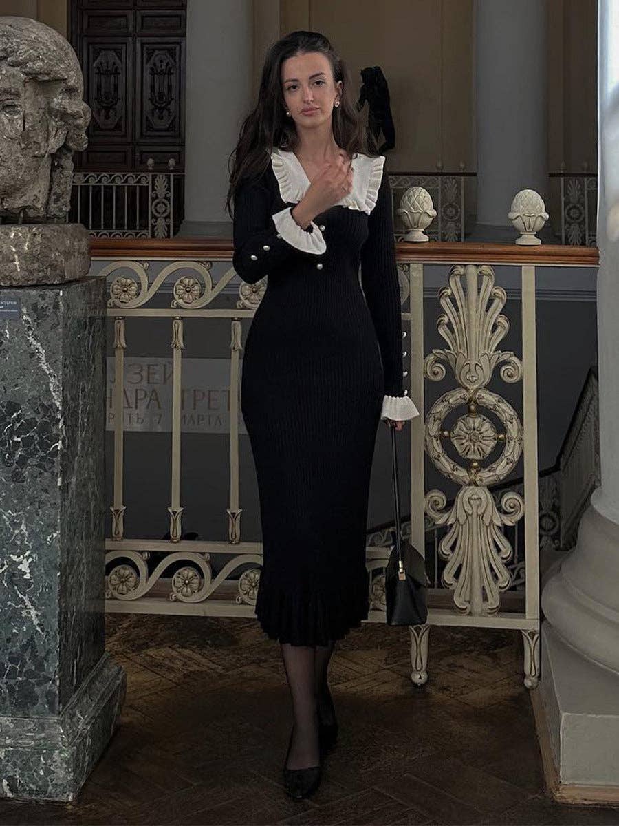 2025 NEW Vintage Chic Knit Dress Retro French Style