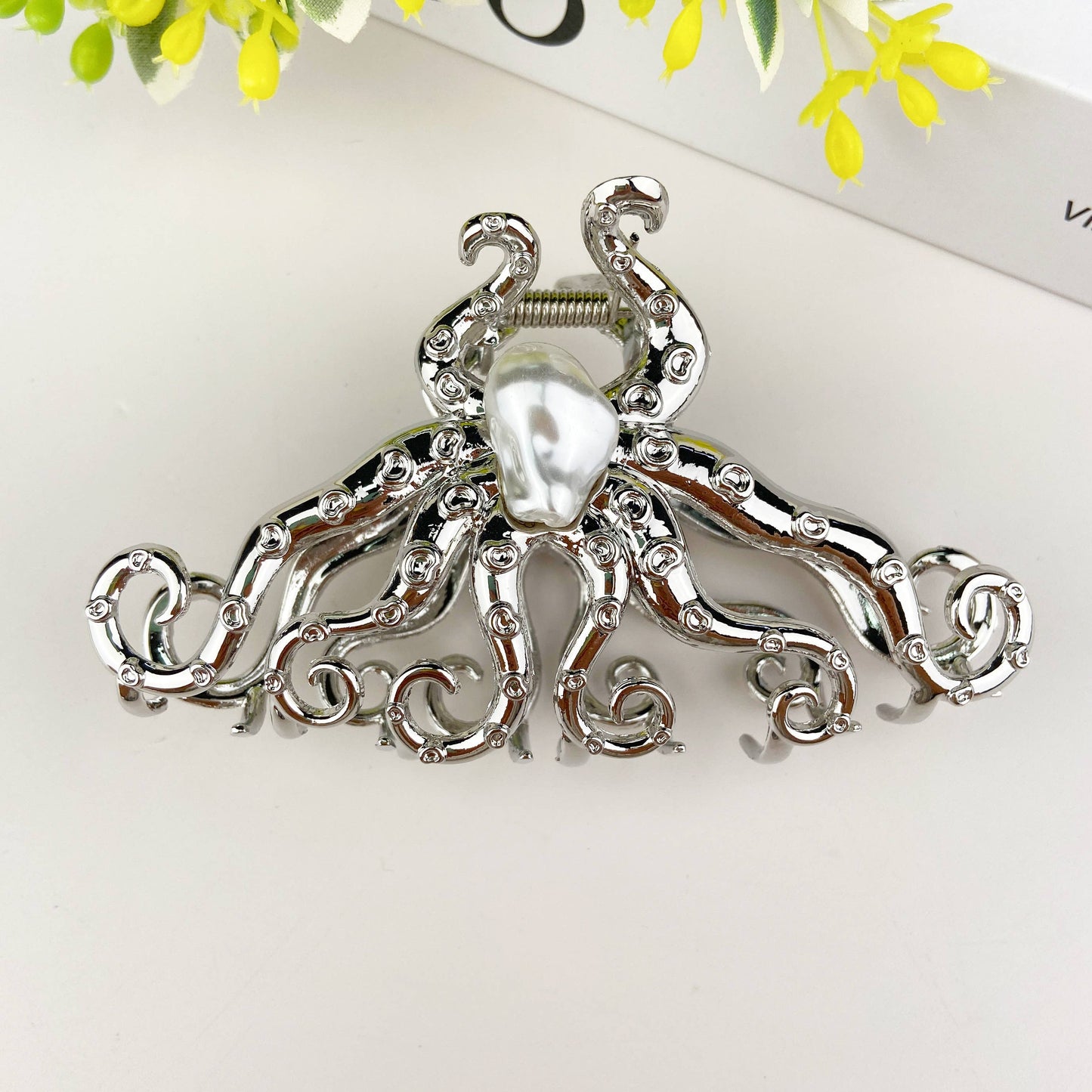 L'Atelier Collection Metal and Pearl Octopus Claw Clip