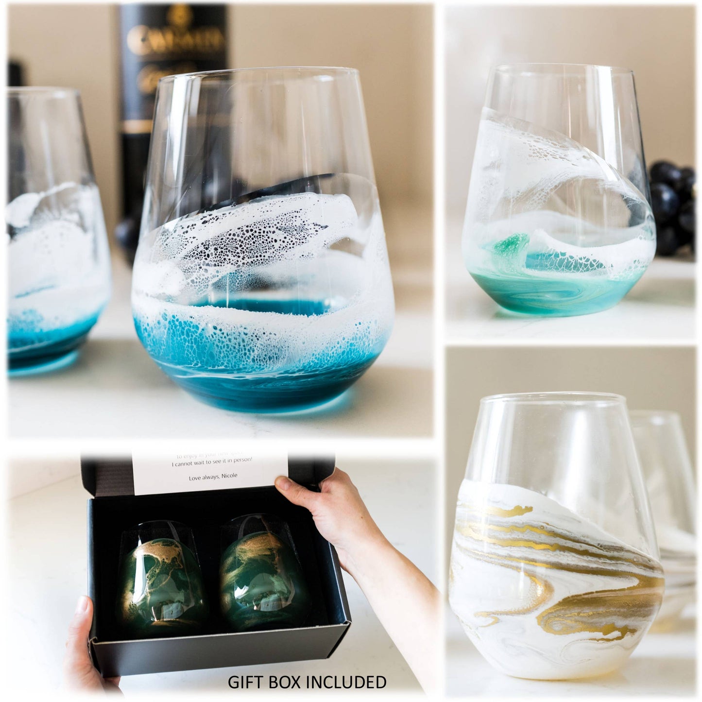 Lynn & Liana Designs Resin Accented Wine Glass Set