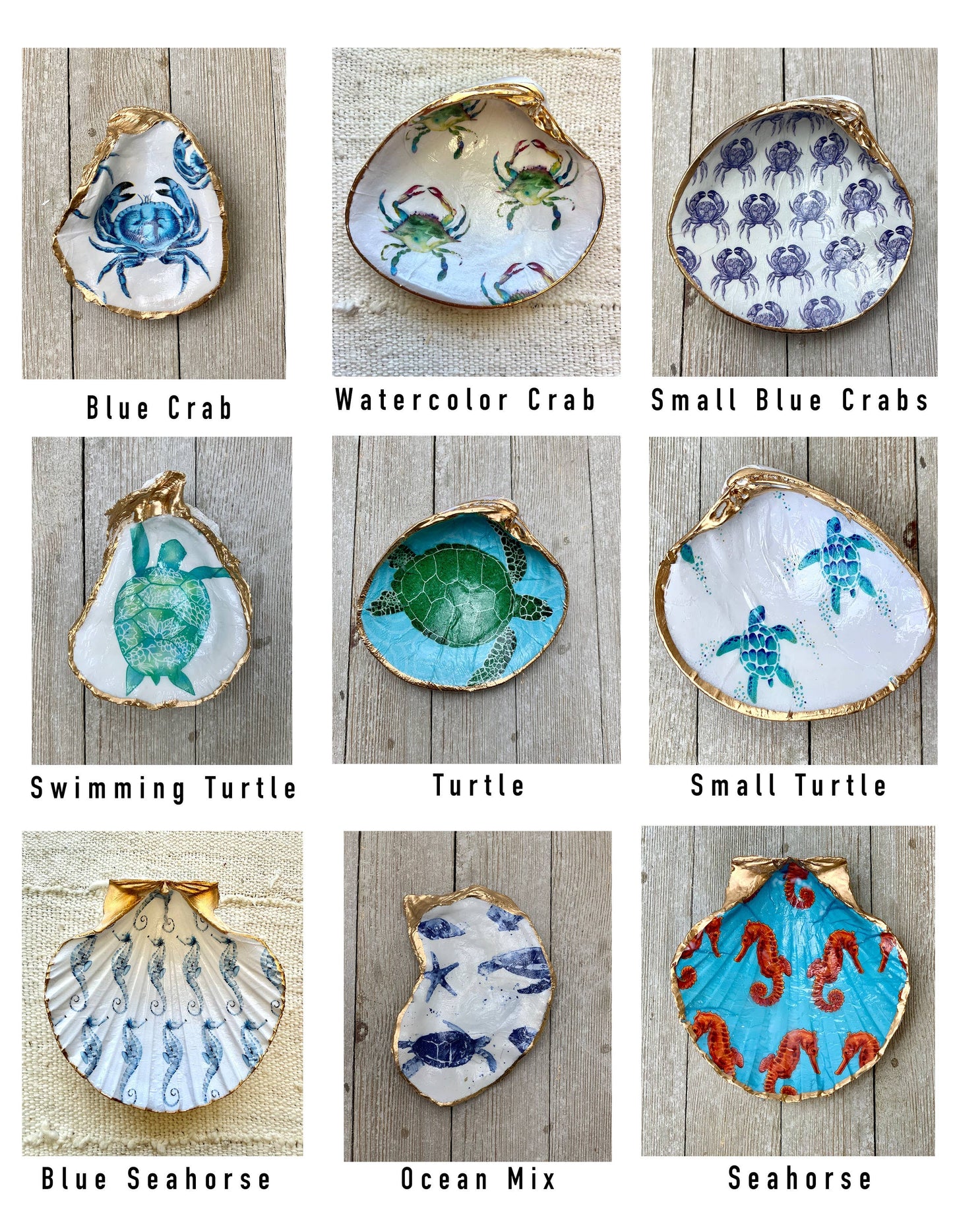 Clam Decoupage Shell Ring Dish