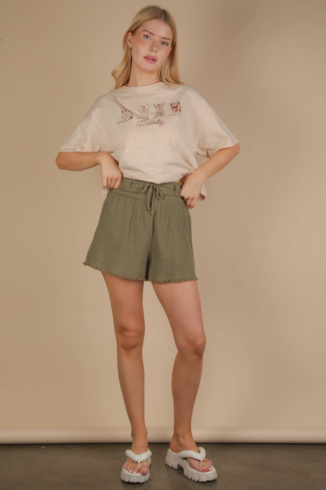 Cotton Gauze Shorts W/ Front Tie