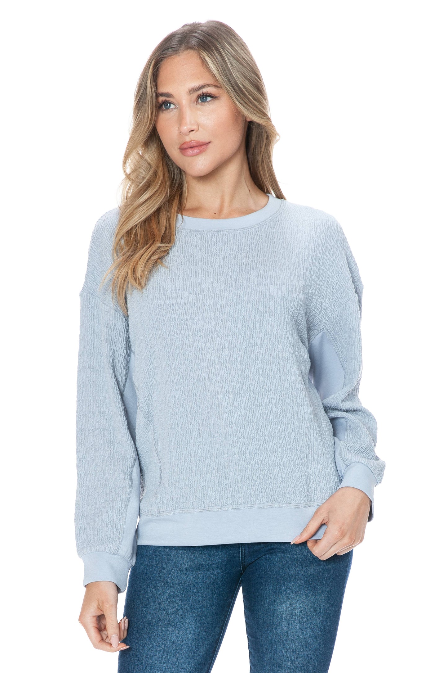 Long Sleeve Textured Scuba Top