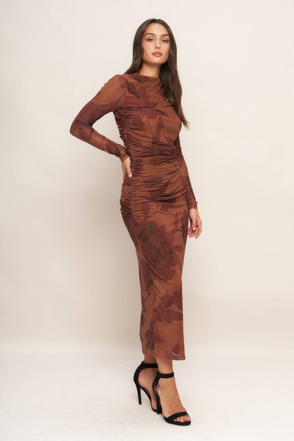 Flying Tomato Floral Mesh Midi Dress