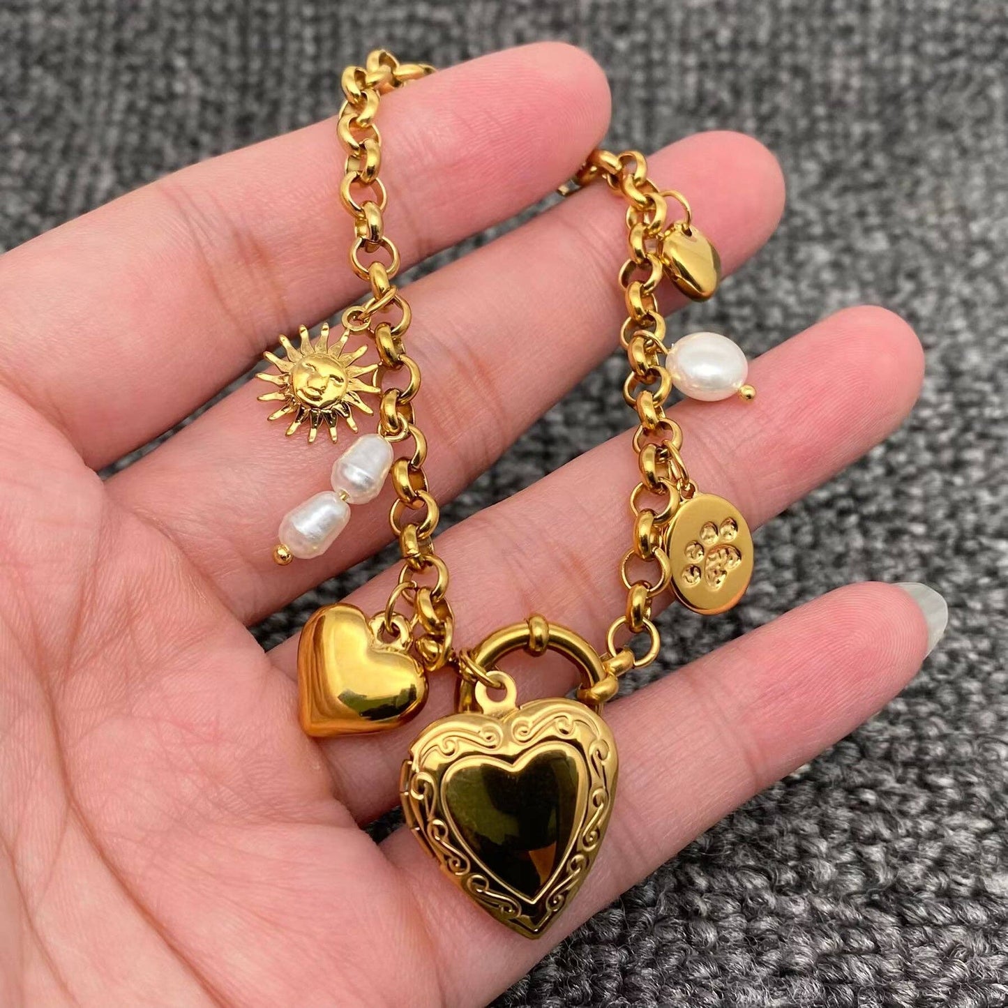 Heart Locket Charm Bracelet