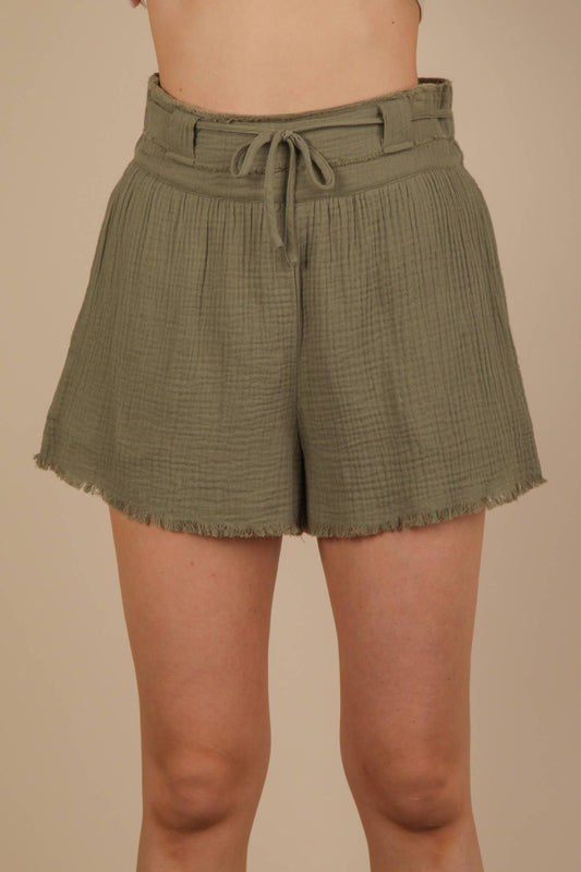 Cotton Gauze Shorts W/ Front Tie