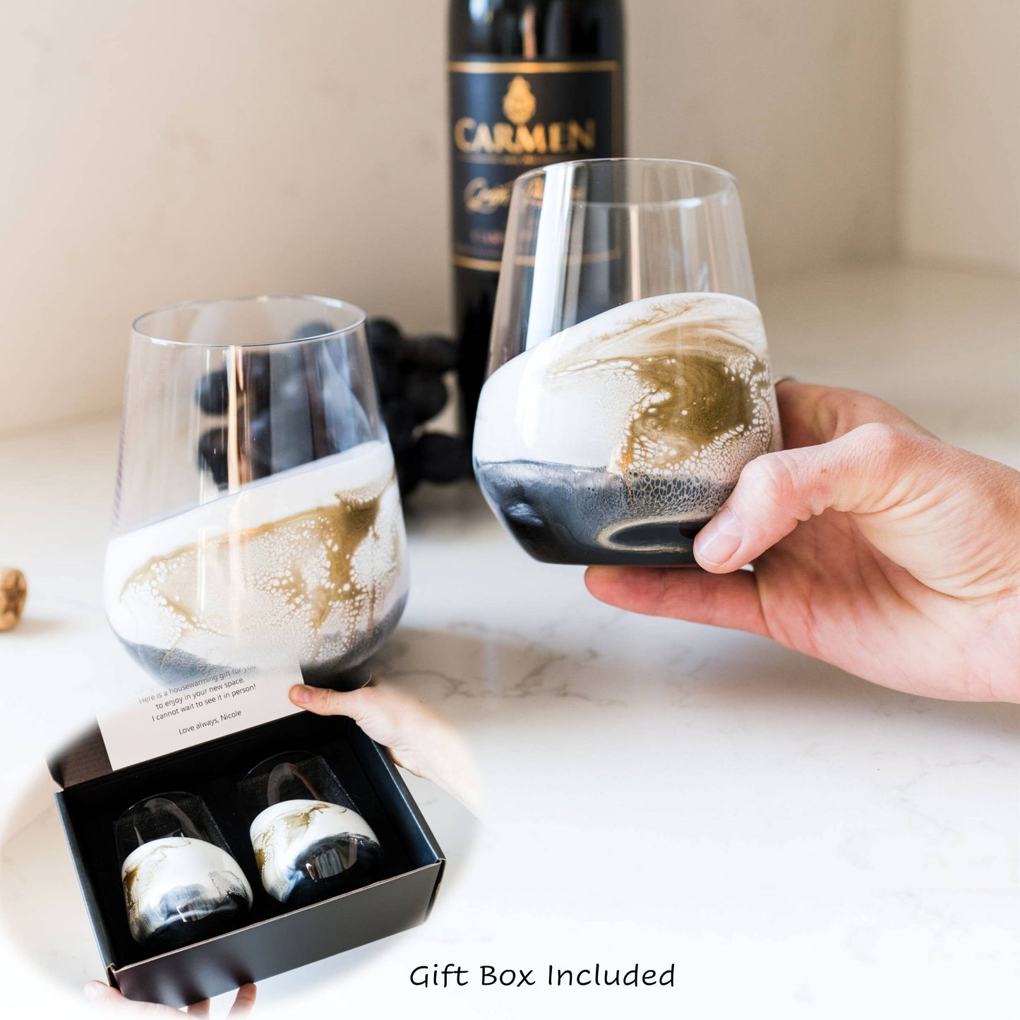 Lynn & Liana Designs Resin Accented Wine Glass Set