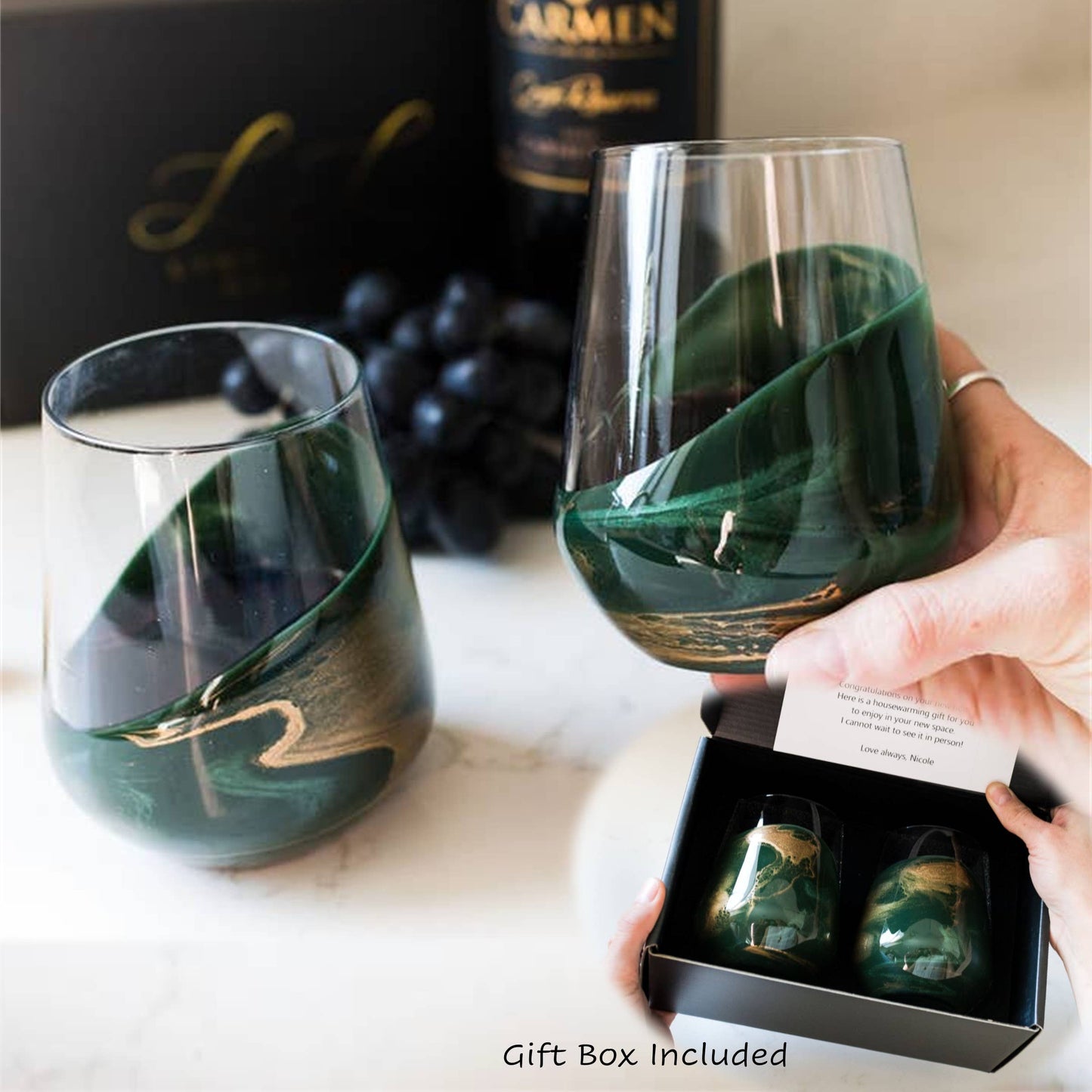 Lynn & Liana Designs Resin Accented Wine Glass Set
