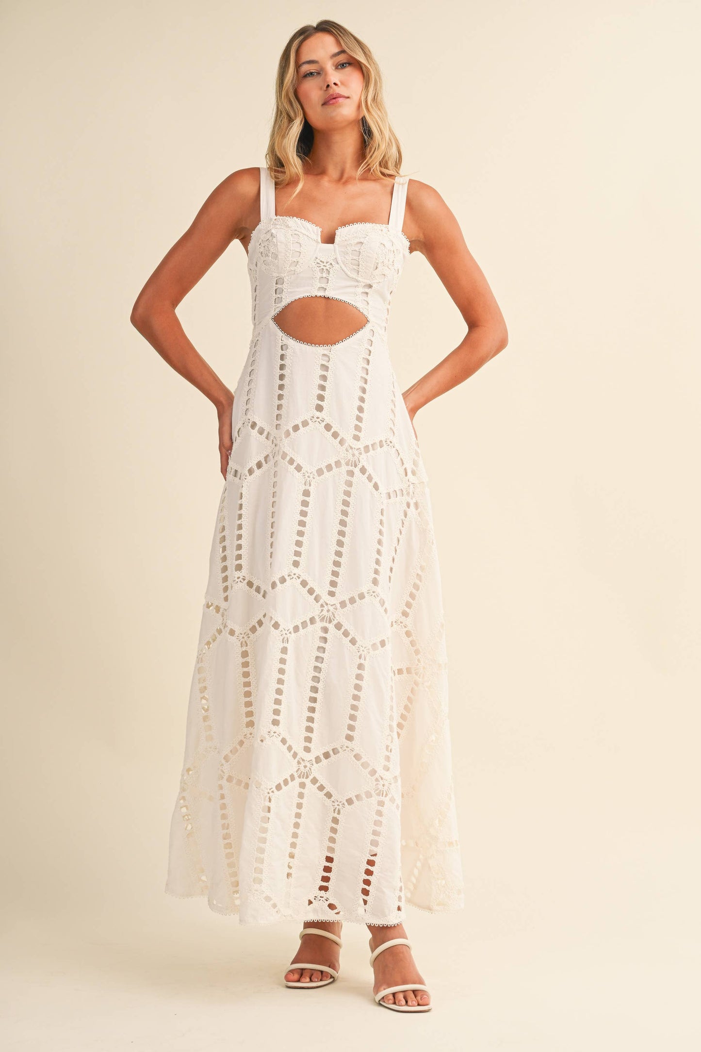 Klesis Eyelet Cutout Bustier Long Dress