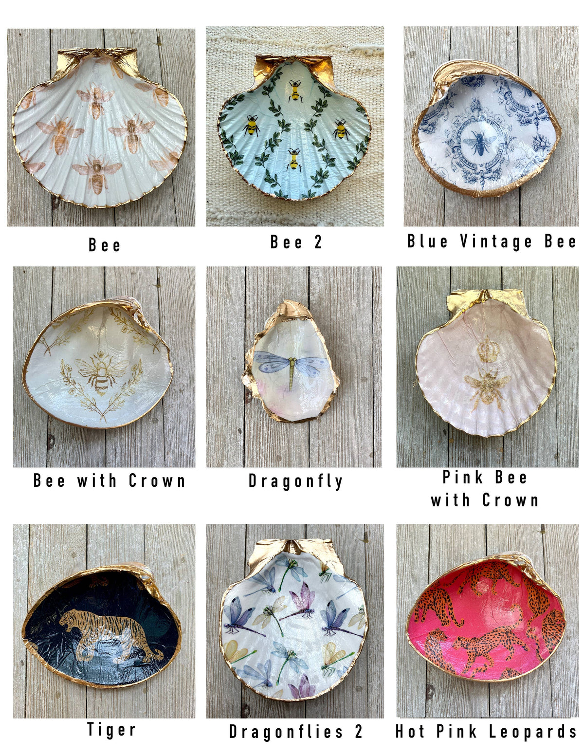 Clam Decoupage Shell Ring Dish