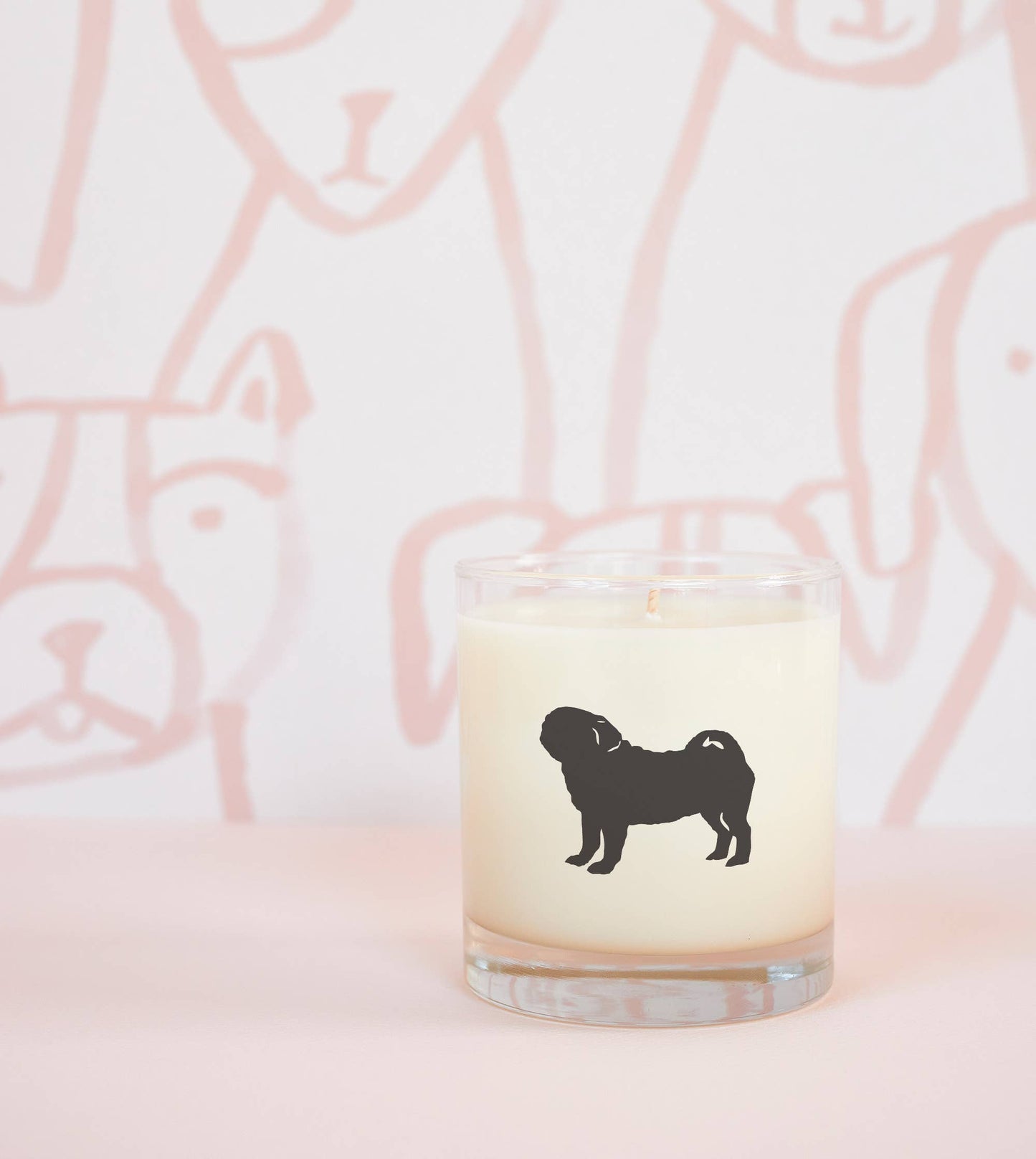 Pug Dog Soy Candle in Drinking Glass Two-In-One Gift
