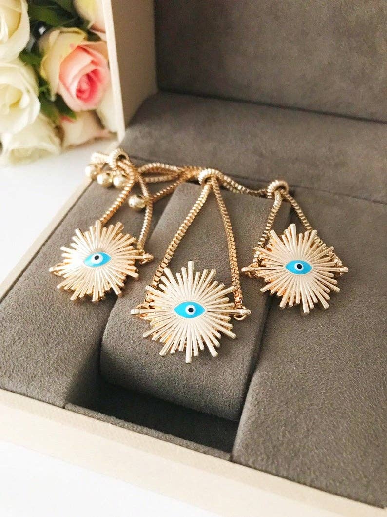 Bangle Bracelet, Blue Evil Eye Bracelet, Hamsa Bracelet