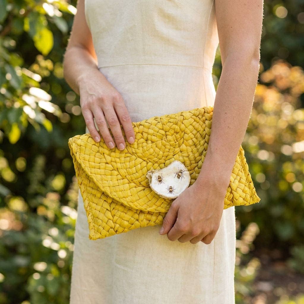Honey Bee Oyster Shell Clutch