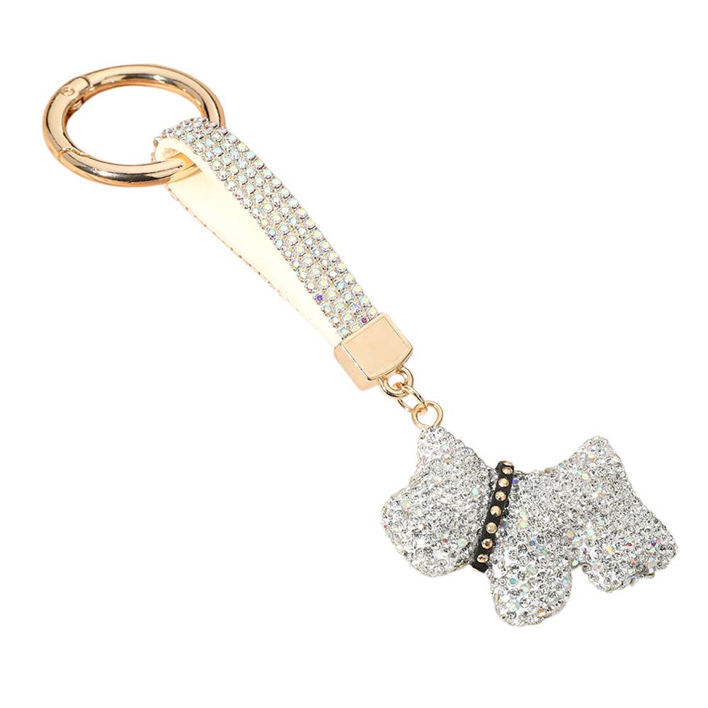 Bling Studded Dog Dangle Keychain / Bag Charm