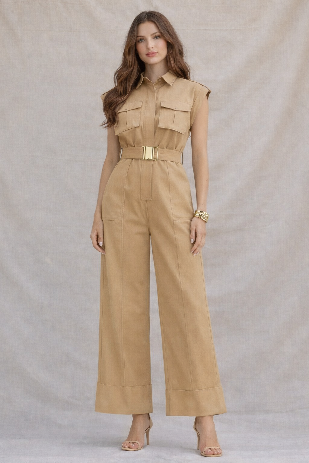 Structured Utility Belted Jumpsuit