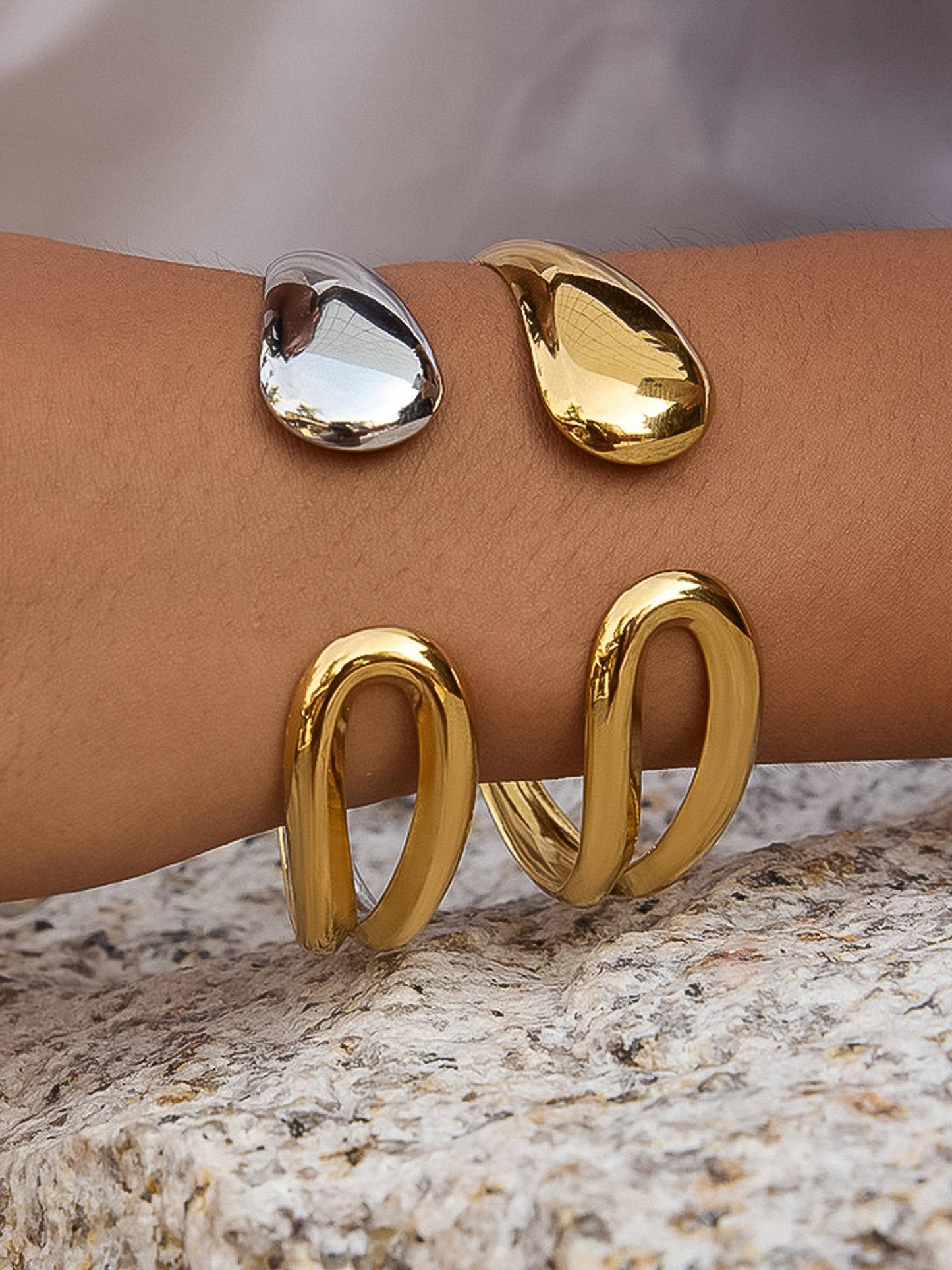 Junel 18K Gold Non-Tarnish Open Cuff Bracelet