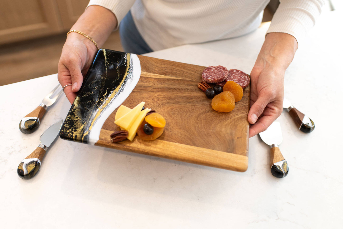 Lynn & Liana Wood Resin Date Night Charcuterie Board