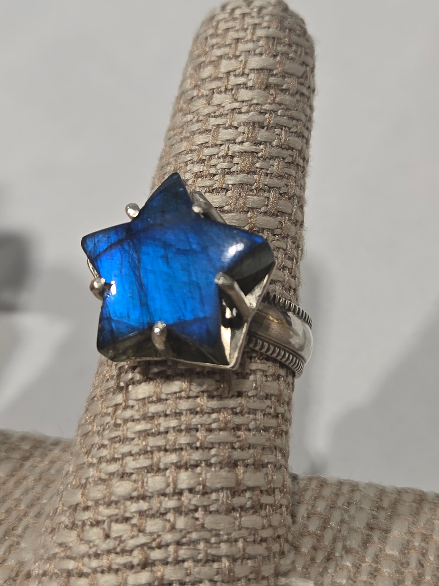 Labradorite Star Cut Sterling Silver Ring