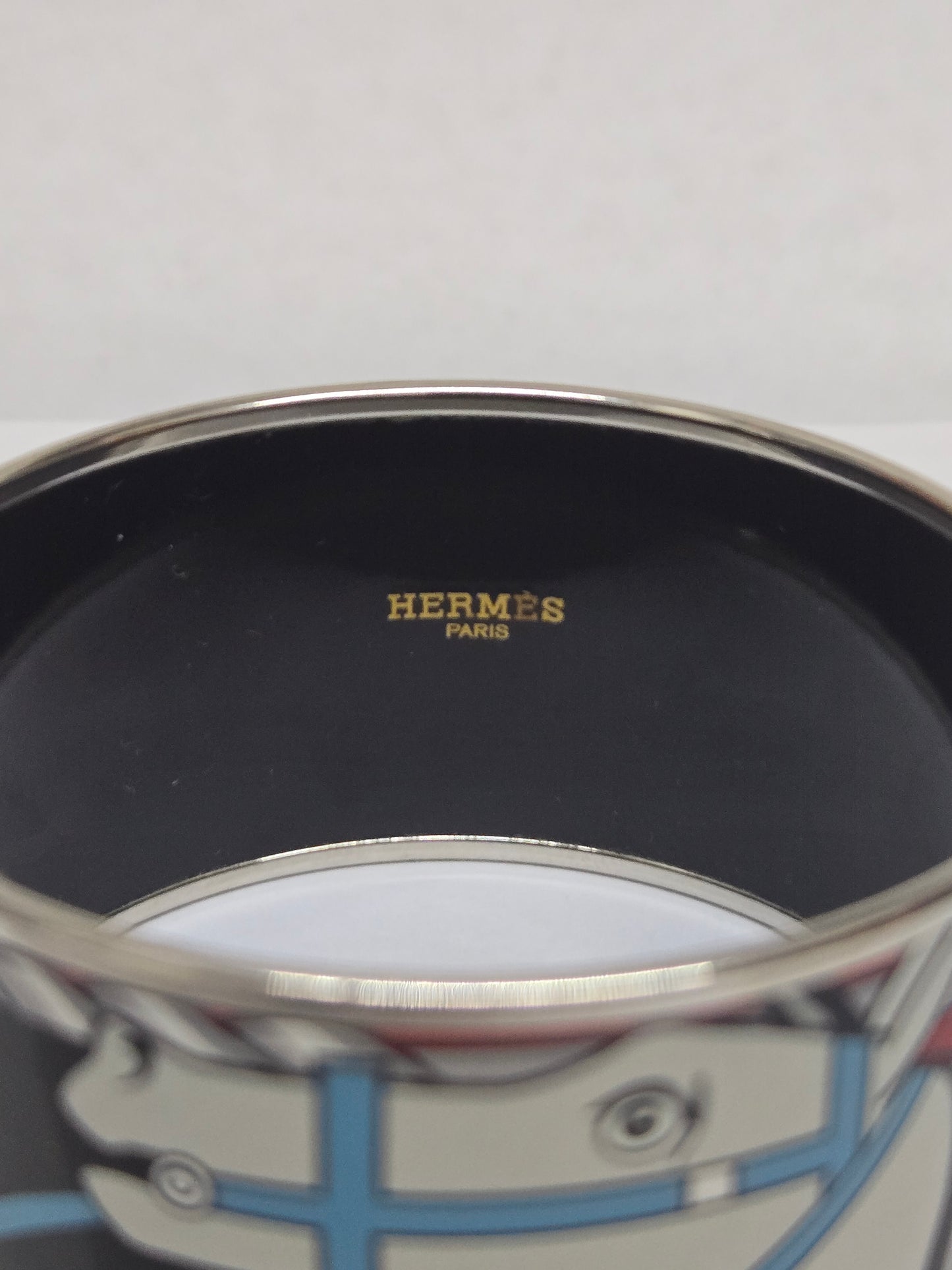 Hermès Extra Wide Enamel Quadrige Bangle | Luxury Pre-owned