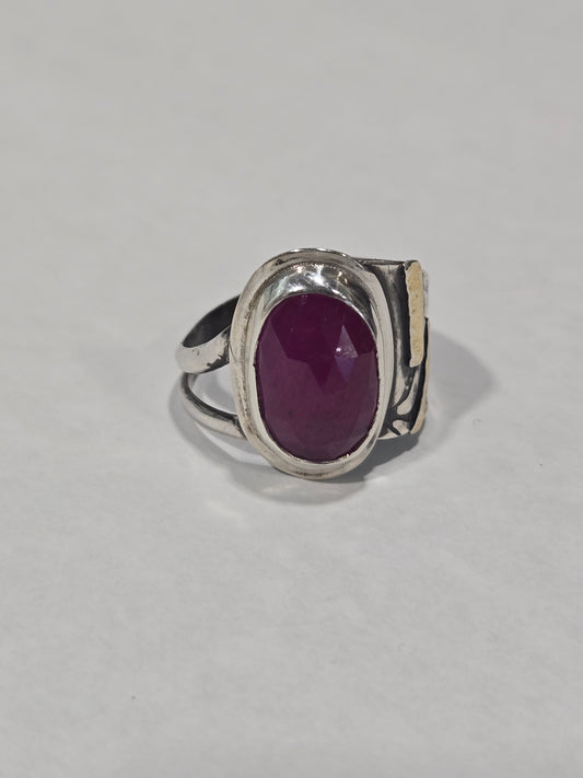 Ruby Sterling Sliver & 14k Gold Accent Ring